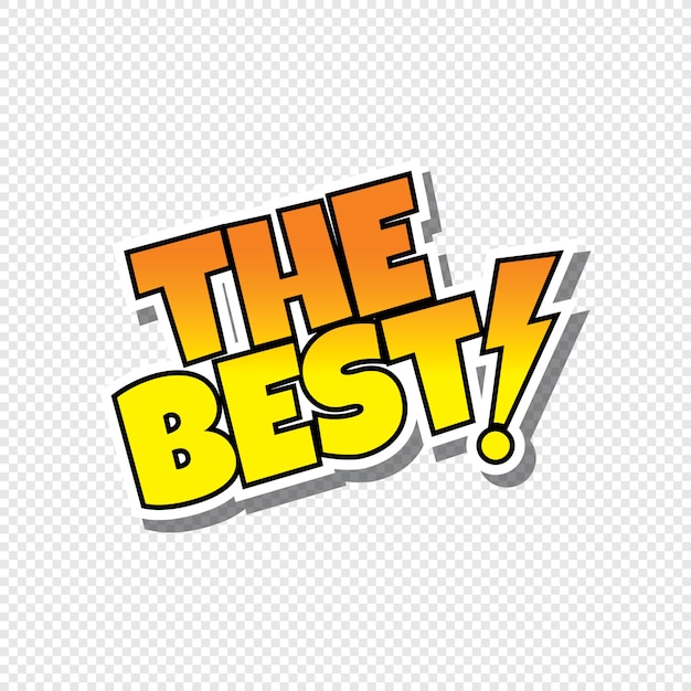 Vector the best cartoon text sticker