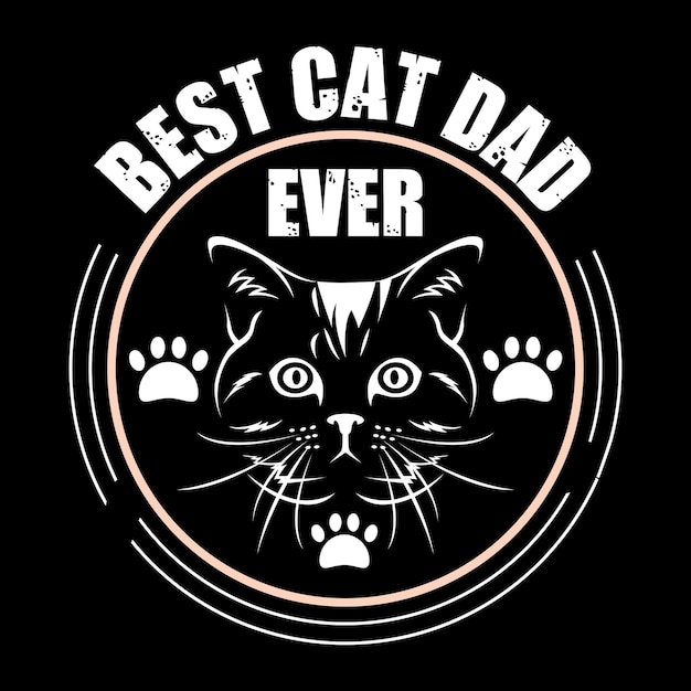 Футболка Best Cat Dad Ever, дизайн футболки с котом, футболка с вектором кота, футболка любителя кошек