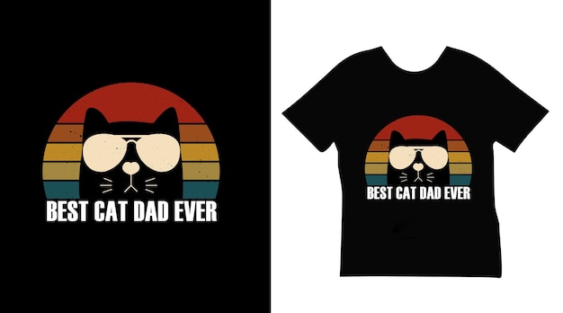 Вектор Дизайн футболки ко дню отца best cat dad everfather с потрясающей типографикой