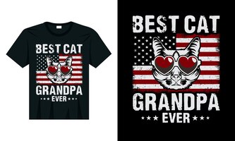 ベクトル 史上最高の猫おじいちゃん猫好きアメリカ国旗面白い愛国心が強いtシャツ