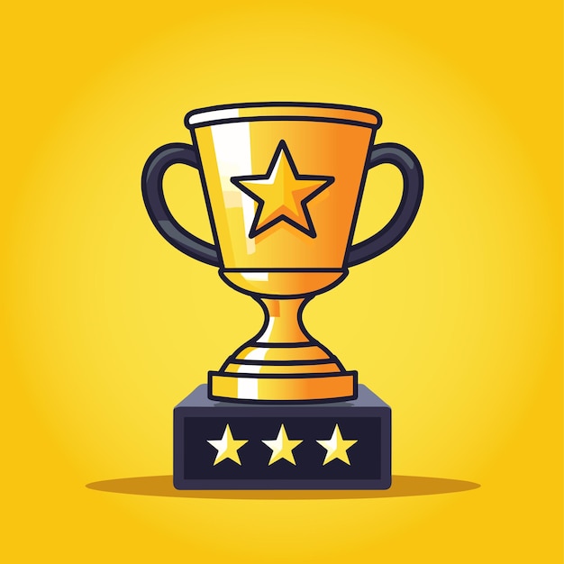 Best champions cup cartoon trophy vector illustration Champion cup winner trophy award