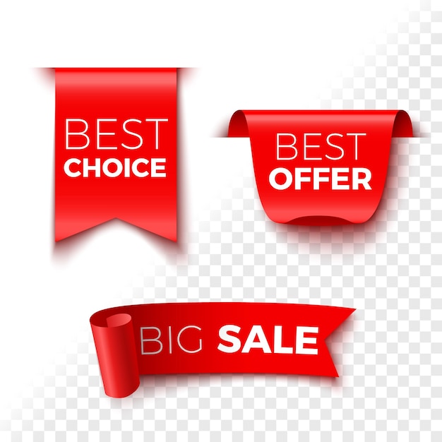 Best choice offer and big sale ribbons and banners