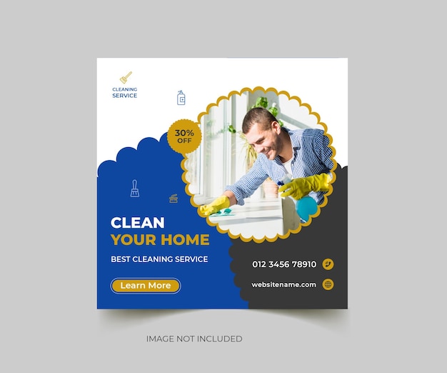 最高のクリーニング サービス ソーシャル メディアの投稿とホーム クリーニング サービスのバナー テンプレート