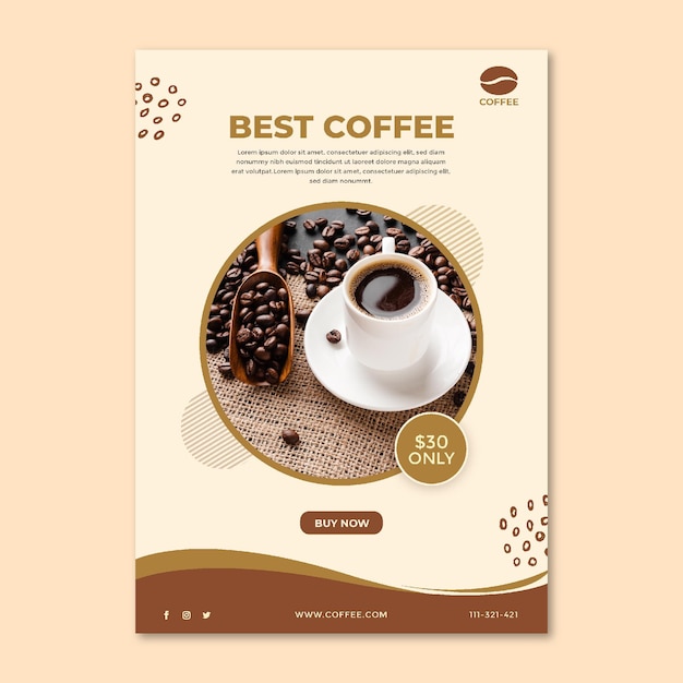 Vector best coffee cup and beans flyer