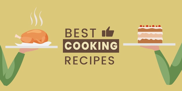 Best cooking recipes flat banner design template