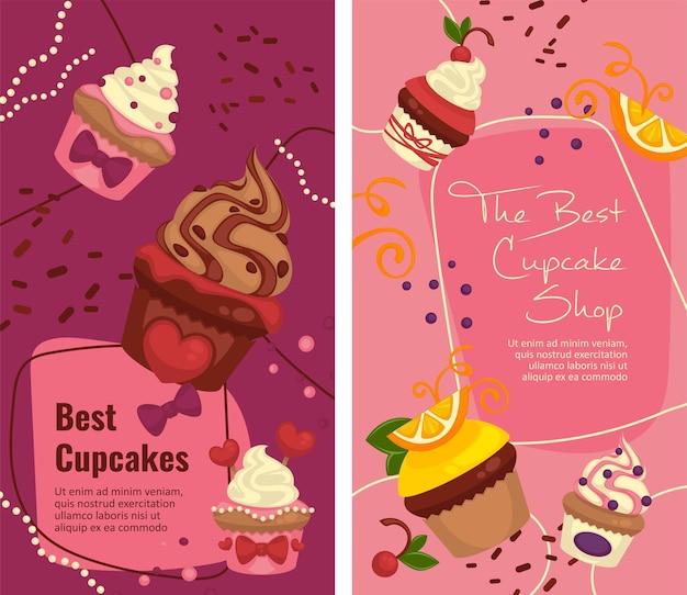 Vector best cupcakes bakery shop or store with sale