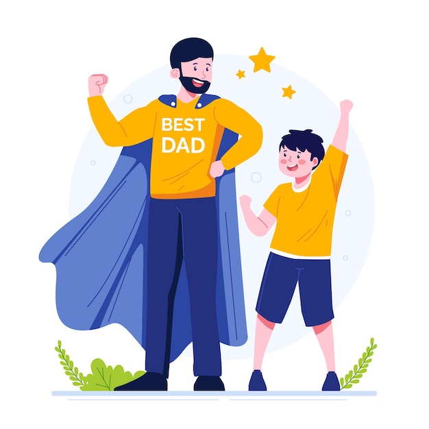 Vector best dad ever flat illustration