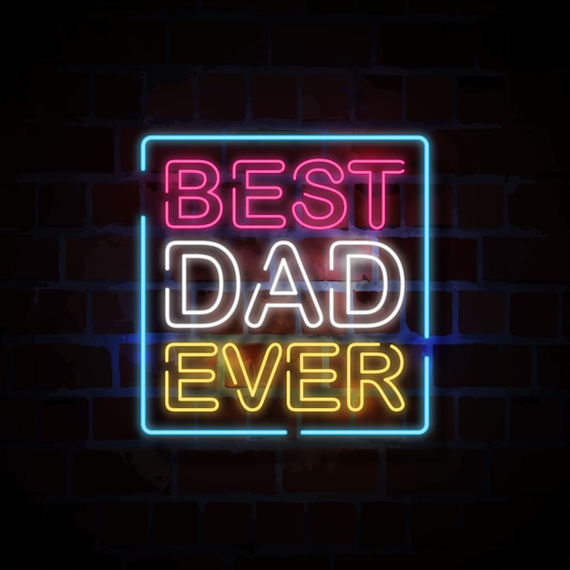 Migliore papà mai al neon in stile illustrazione del segno