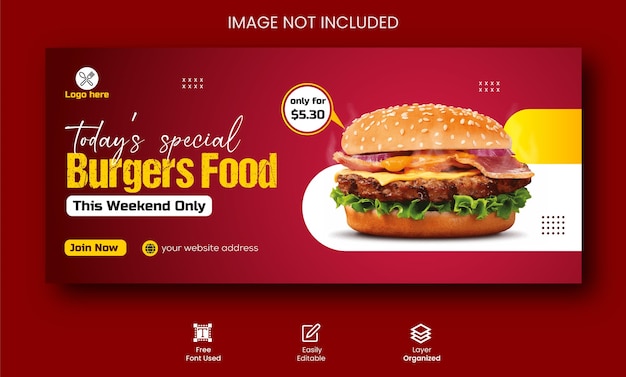 Best delicious burger food menu promotional facebook cover design