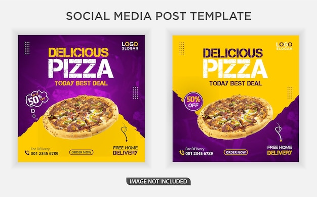 Banner di annunci web sui social media per la migliore pizza deliziosa