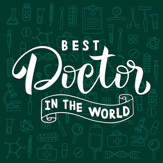 Premium Vector Best doctor in the world with medical equipment on the