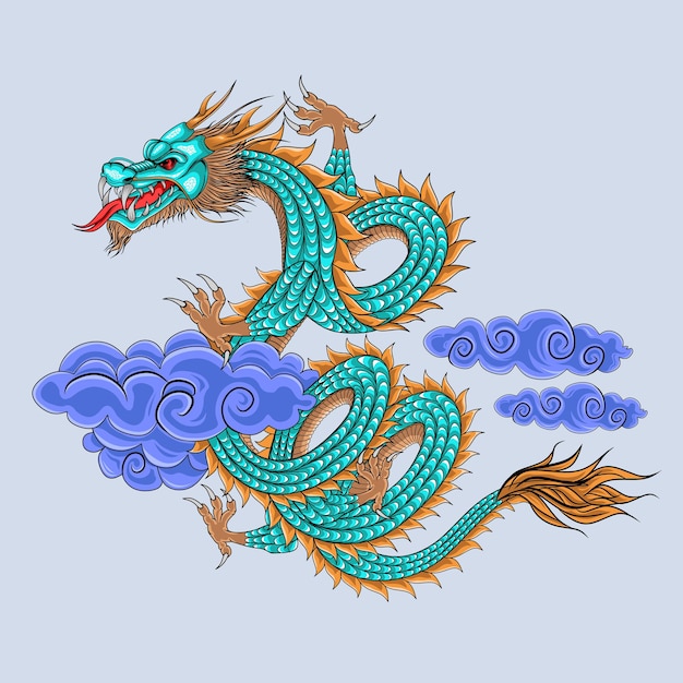 The best dragon illustration with clouds