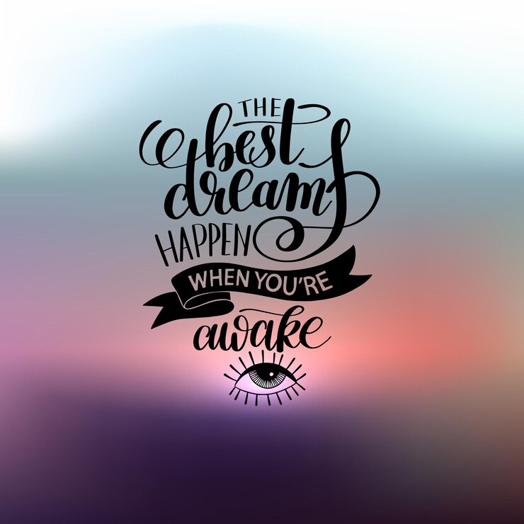 वेक्टर the best dreams happen when youre awake hand written lettering positive motivation