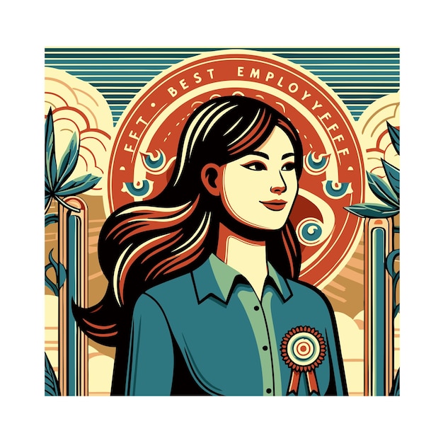 best employee flat vector design in art nouveau style