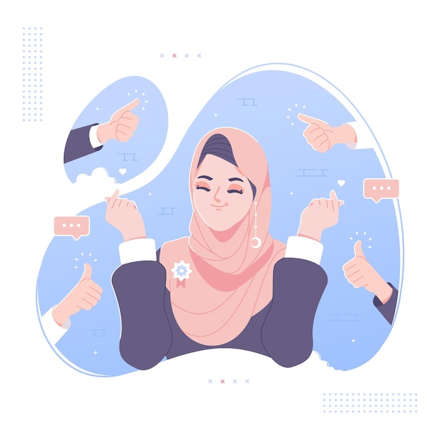 best employee hijab girl character illustration