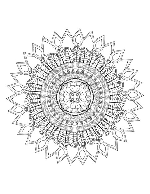 Vector best flower coloring mandala and mandala coloring book for adults