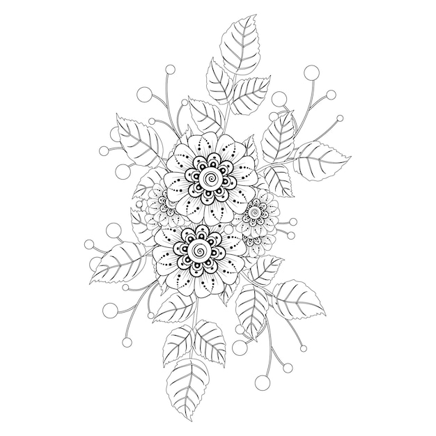 Best flower coloring page and hand drawn flower illustration mandala for adult