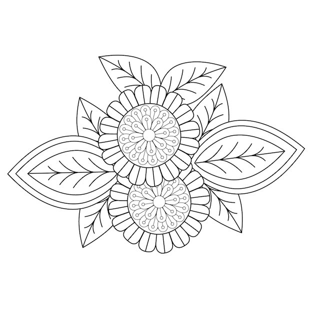 Best Flower coloring page and hand drawn flower illustration mandala for adult