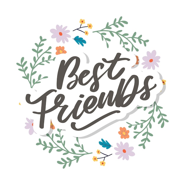 Best friend forever friendship day sorella dell'anima con cuore lettering design migliore amica per sempre bff b