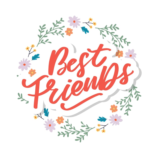 Vector best friend forever frienship day soul sister with heart lettering design best friend forewer bff be...
