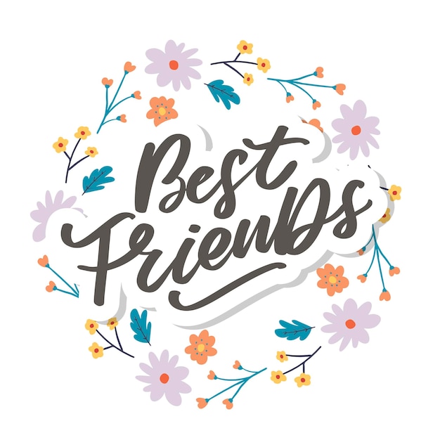 Best friend forever friendship day sorella dell'anima con cuore lettering design migliore amico forewer bff besties