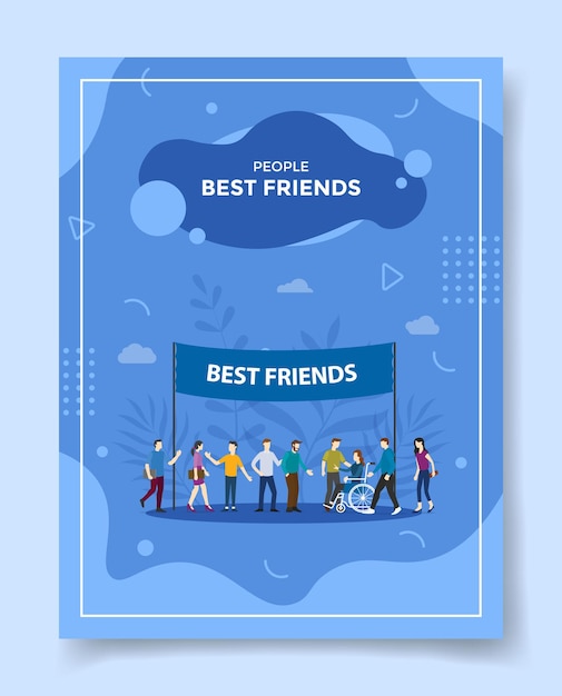 Best friend people meet up together for template of flyer