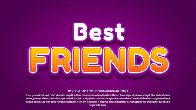 Best friends 3d style editable text effect