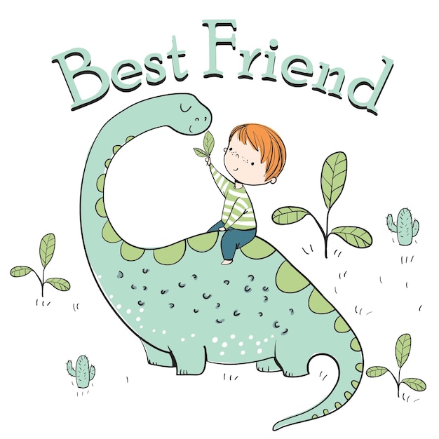 Best friends dinosaur cute kids design