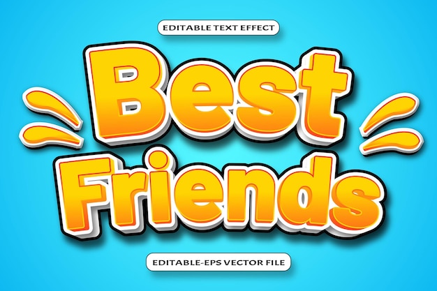 Best friends effetto testo modificabile 3 d emboss style design