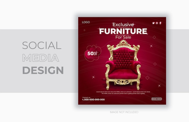 Vector best furniture social media post or square banner design template