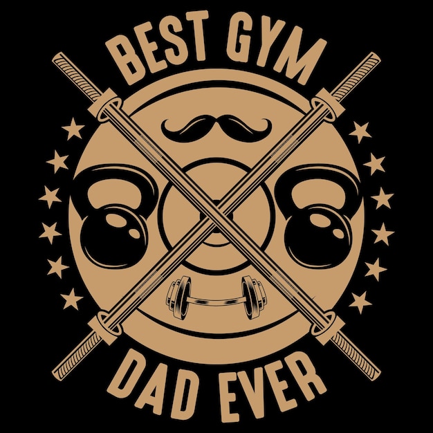 Il miglior papà di gym di sempre design della maglietta di tipografia di fitness vettoriale