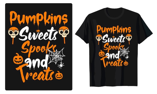 Tシャツのデザインに最適なハロウィーンのタイポグラフィとグラフィック