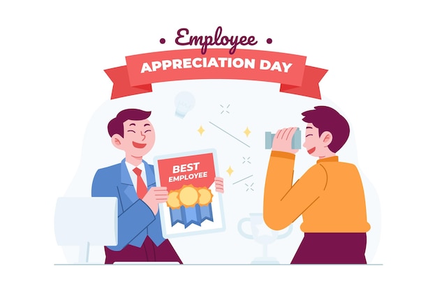 Best Happy employee of the month concept with appreciation governance Flat Illustration idea