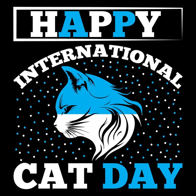 Vettore miglior felice vettore di design della maglietta della giornata internazionale del gatto
