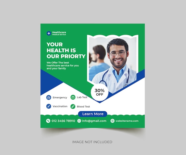 Best healthcare service social media post and health is our priority banner template