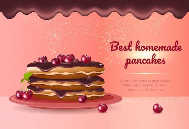 Vector best homemade pancakes banner