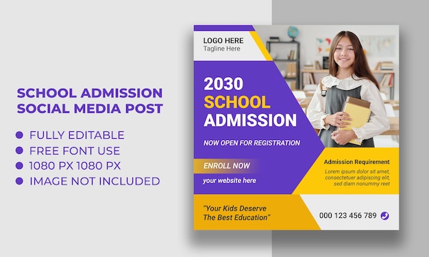 The best Kids School education admission social media post template