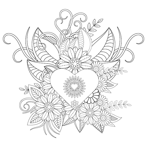 Best love word flower mandala coloring page