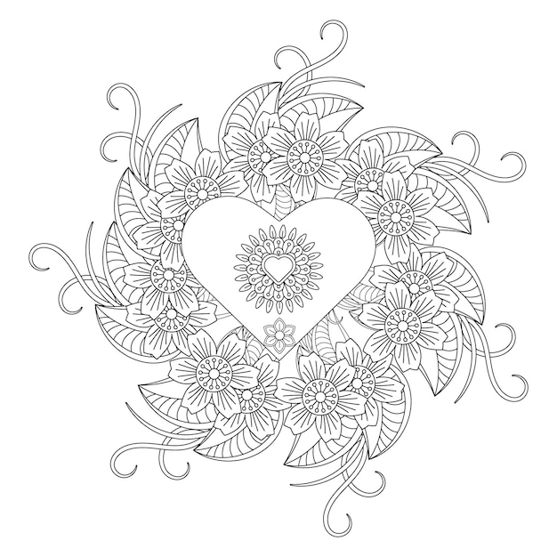 Best Love word flower mandala coloring page