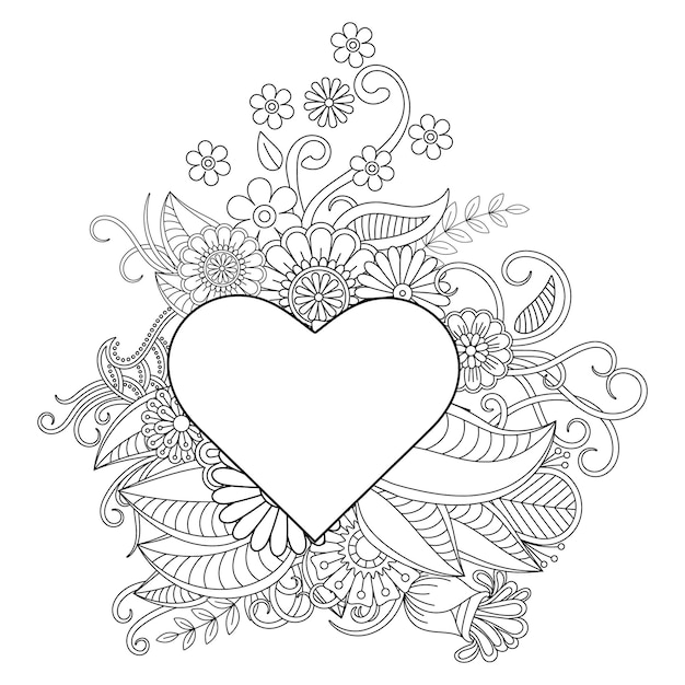 Best Love word flower mandala coloring page