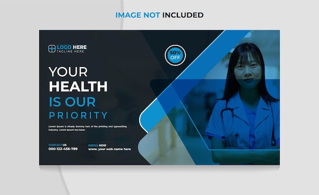 Vector best medical healthcare web banner template and youtube thumbnail design