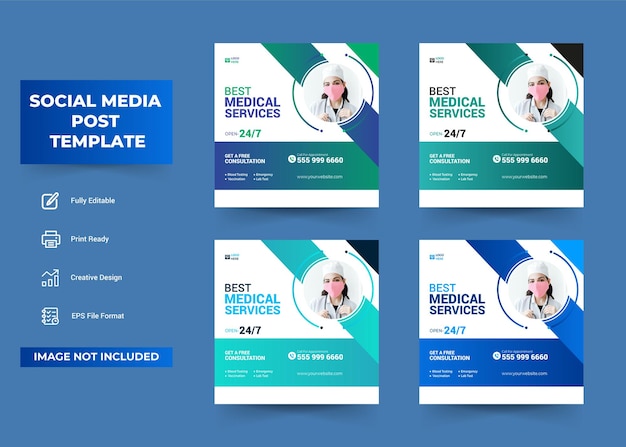 Best medical service and medical healthcare social media banner or post design template