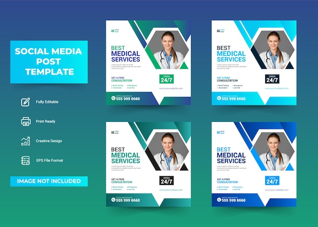 Best medical service and medical healthcare social media banner or post design template