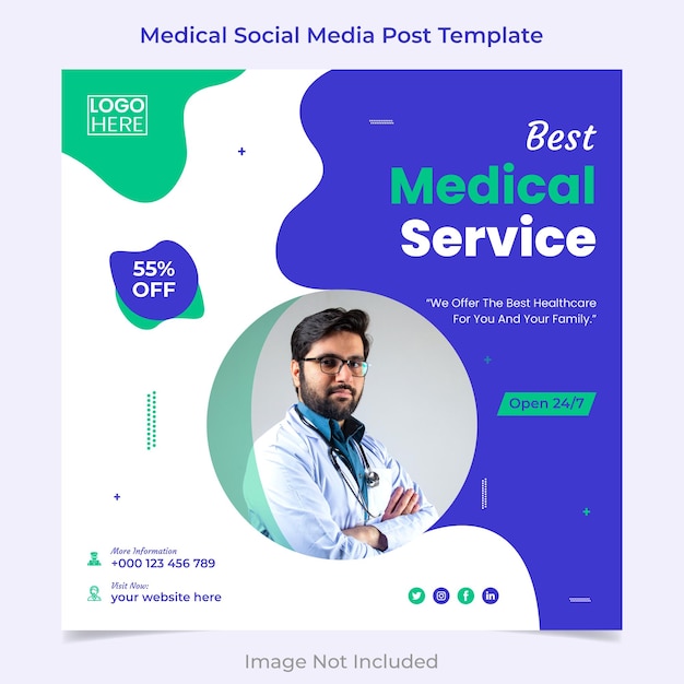 Vettore miglior servizio medico social media e design del modello di banner post instagram