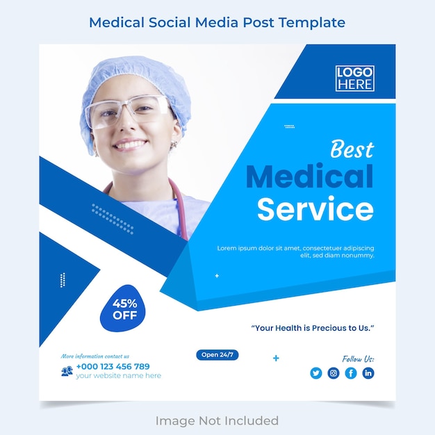 Vettore miglior servizio medico social media e design del modello di banner post instagram