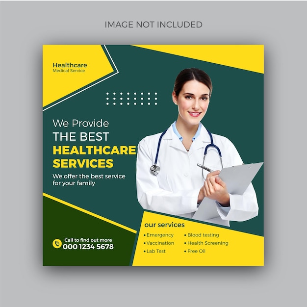 The Best medical service social or media post banner design template