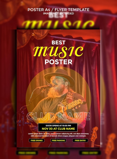 Vector best music singer festival poster or flyer template design