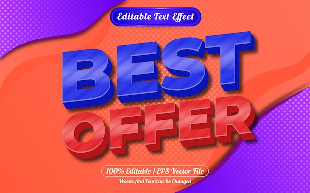 Vector best offer 3d editable text effect abstract background