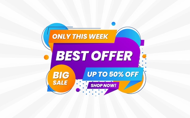 Баннер best offer big sale с редактируемым текстовым эффектом