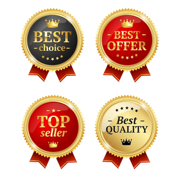 Vector best offer or choice sale label medal set vector